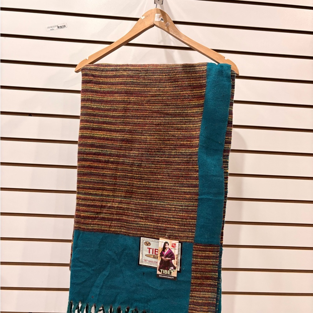 Striped Multicolor Scarf with Teal Accent